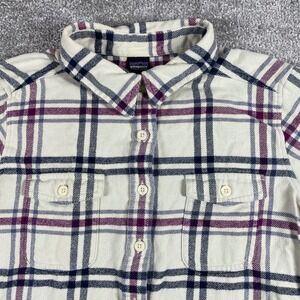 Patagonia Flannel Shirt Womens 8 Fjord Organic Cotton Plaid Button Up Outdoors